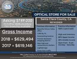 Santa Clara County Optical Store for Sale